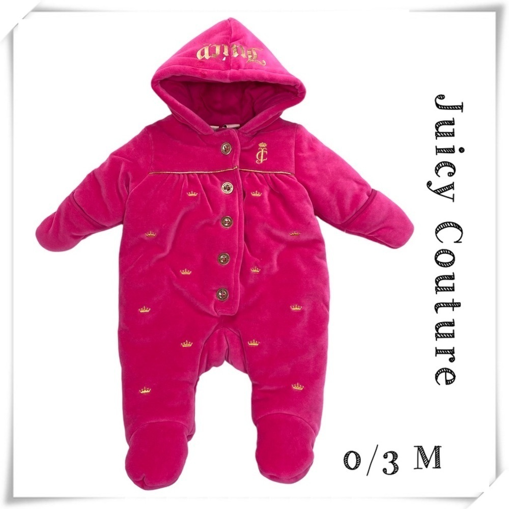 JUICY Couture Plush Sherpa Pram Bunting Winter Snowsuit Jumpsuit Pink Size 0/3 M